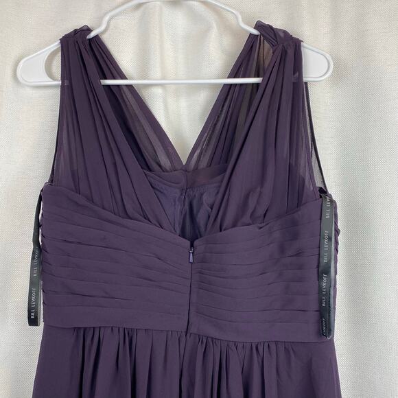 Bill LevKoft Dress Plum Deep Purple Long Formal Bridesmaid Prom Sz 10 Empire - Picture 6 of 8